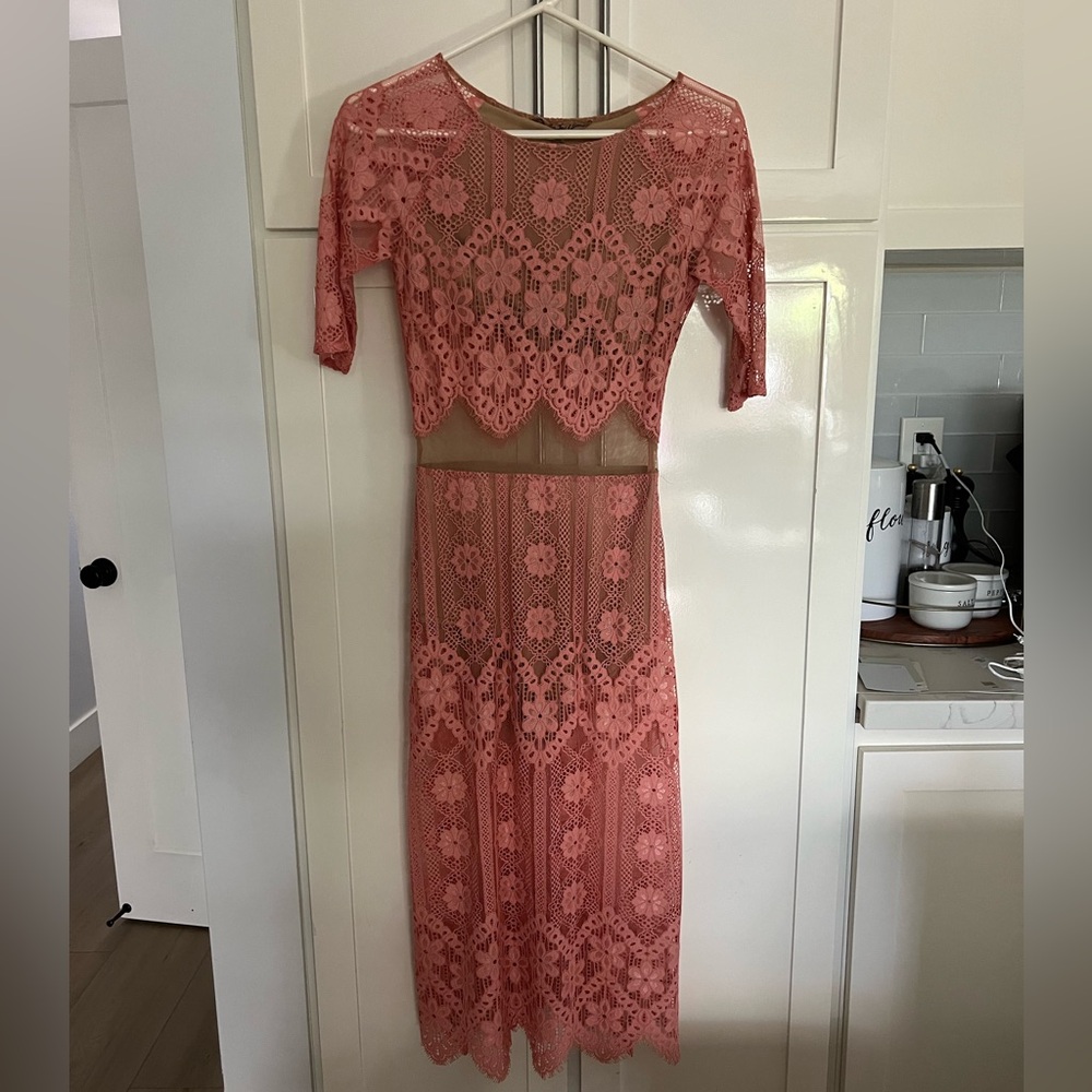 For Love & Lemons Pink Lace Dress